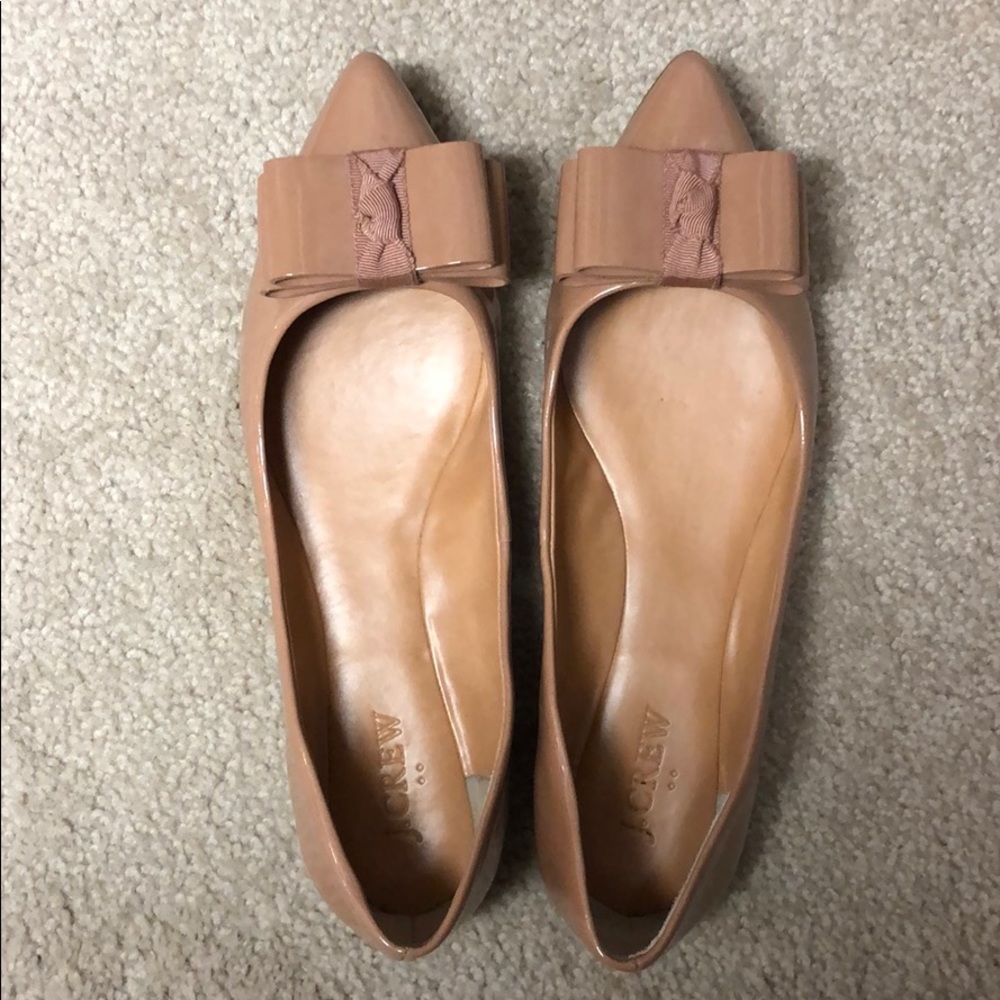 J. Crew Tan Cream Loafers with Bow Detail